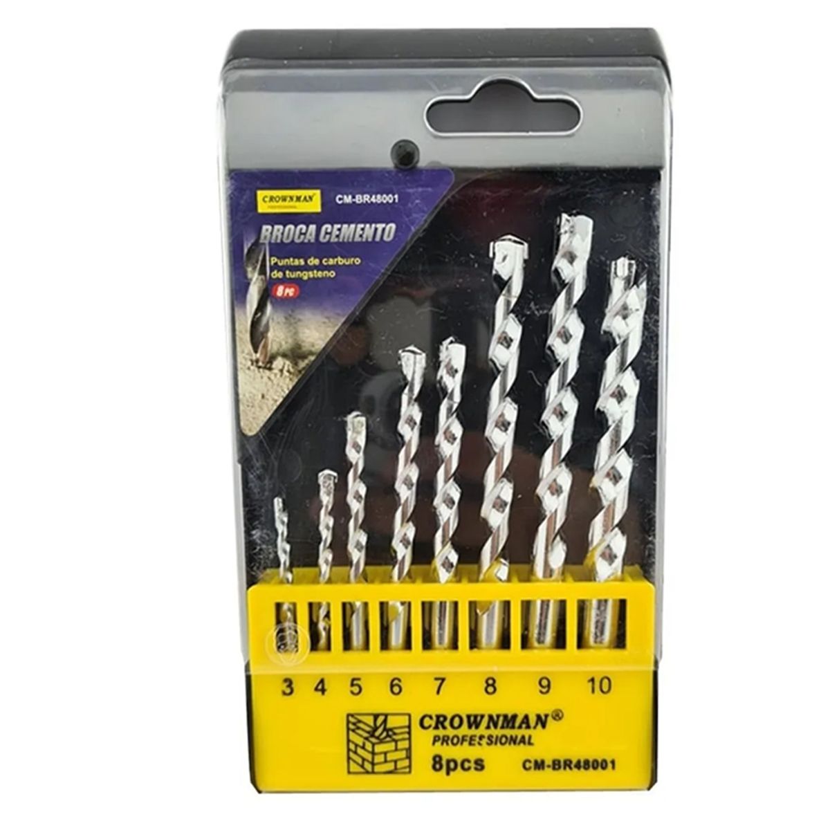 GENERICO - Kit Set Juego Brocas Para Cemento Concreto 8 Piezas Crownman