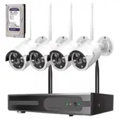 GENERICO - Kit 4 Camara de Seguridad Inalambricas 2MP con Disco Duro 1 Terabyte 1080P