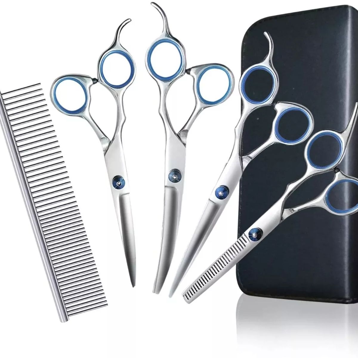 KUANGYE - Set De Tijeras Peluquería Canina Perros Corta Pelo 4 Tijeras