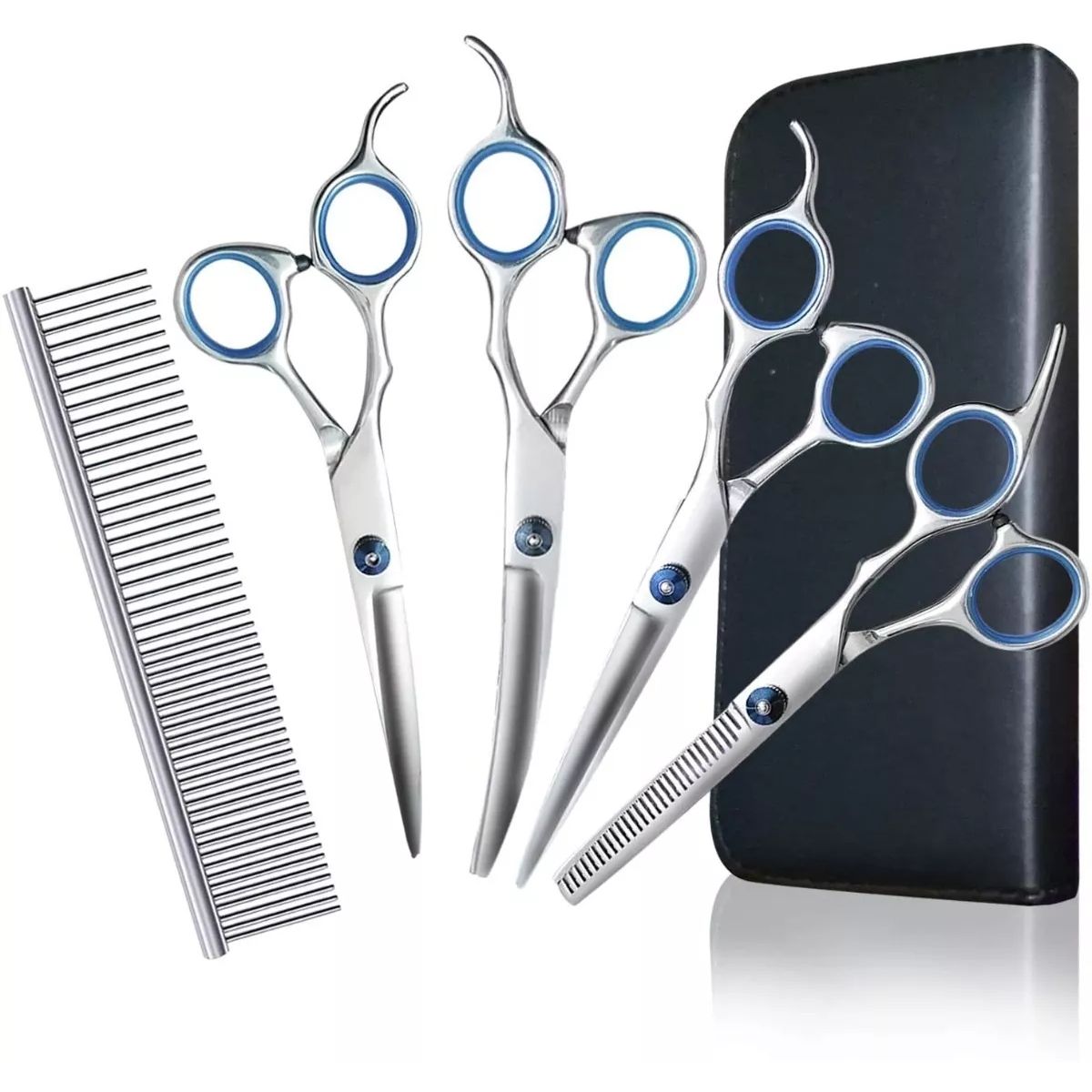 KUANGYE - Set De Tijeras Peluquería Canina Perros Corta Pelo 4 Tijeras