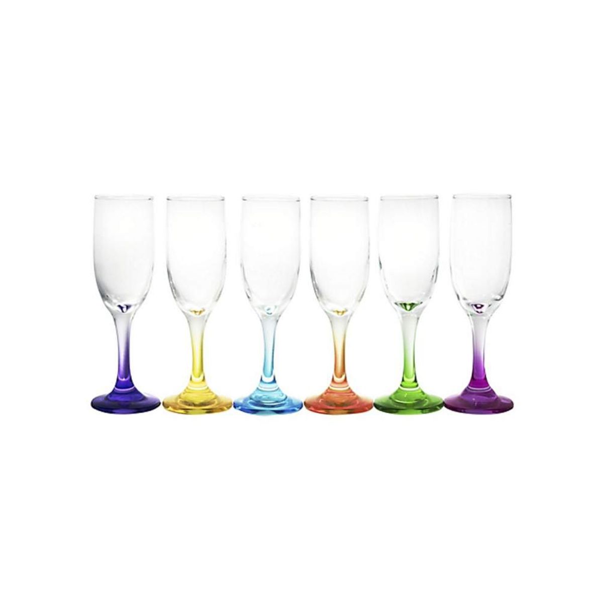 GENERICO - Set de 6 Copas de Champagne Flute Versalles - Colores Vivos y Brilloso