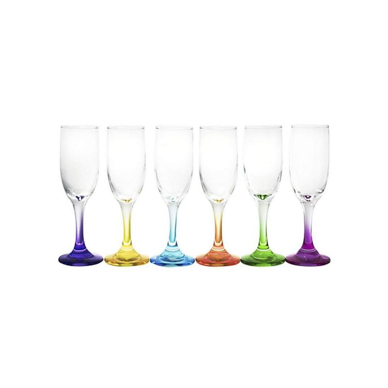 GENERICO - Set de 6 Copas de Champagne Flute Versalles - Colores Vivos y Brilloso
