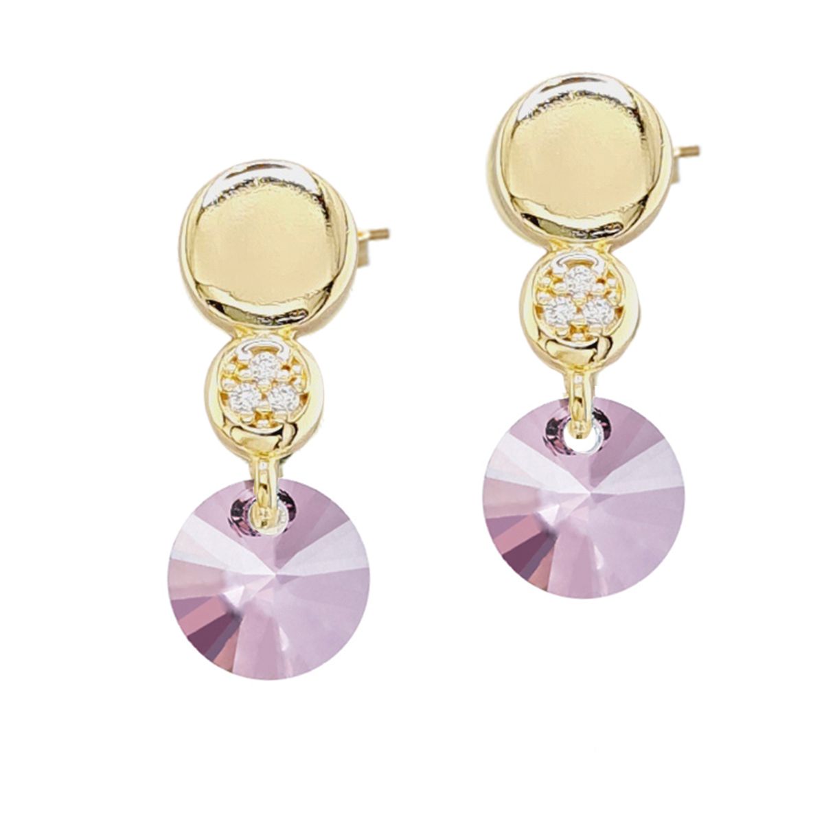 JOYAS MONTERO - Aros Punto De Luz Gold 24K creado con cristales de Swarovski® Antique Pink