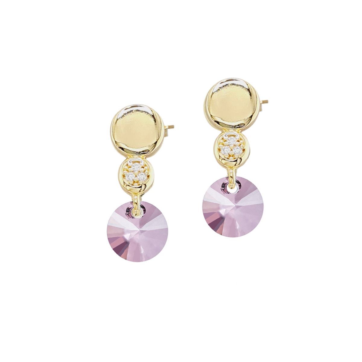 JOYAS MONTERO - Aros Punto De Luz Gold 24K creado con cristales de Swarovski® Antique Pink
