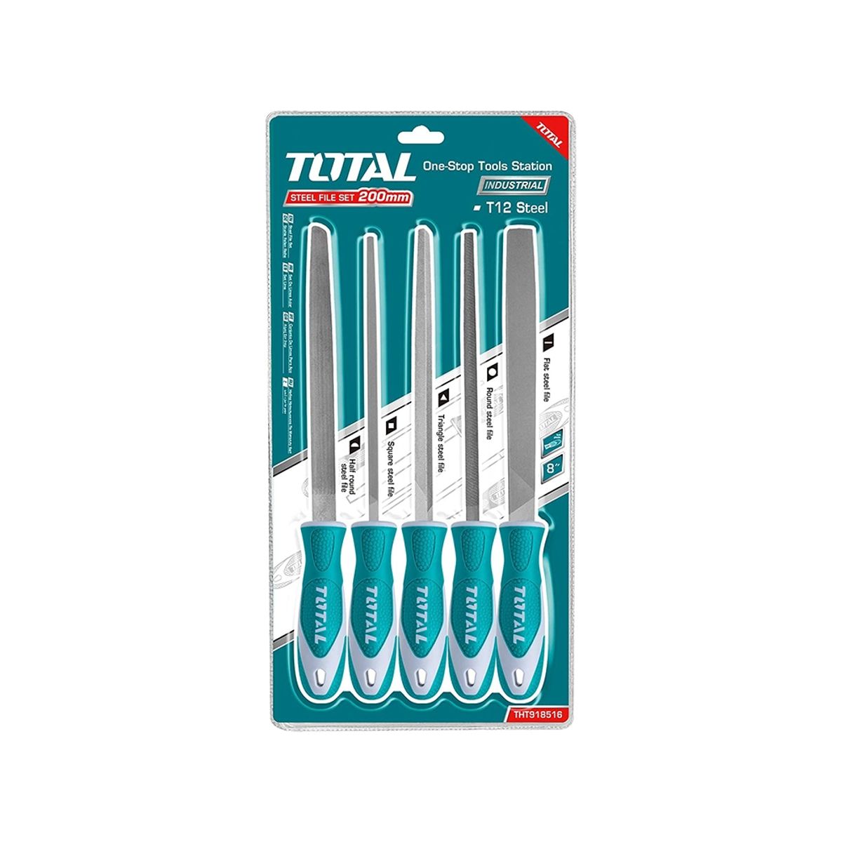 TOTAL TOOLS - Kit Set Juego de Limas 8 Pulgadas 5 Piezas TOTAL