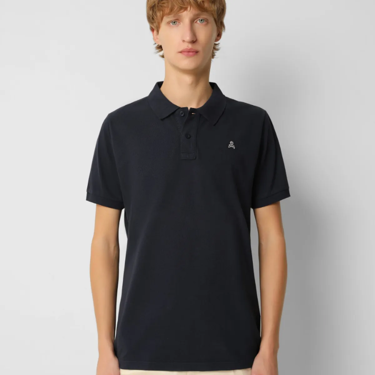 SCALPERS - Polo Básico Calavera Contraste Navy