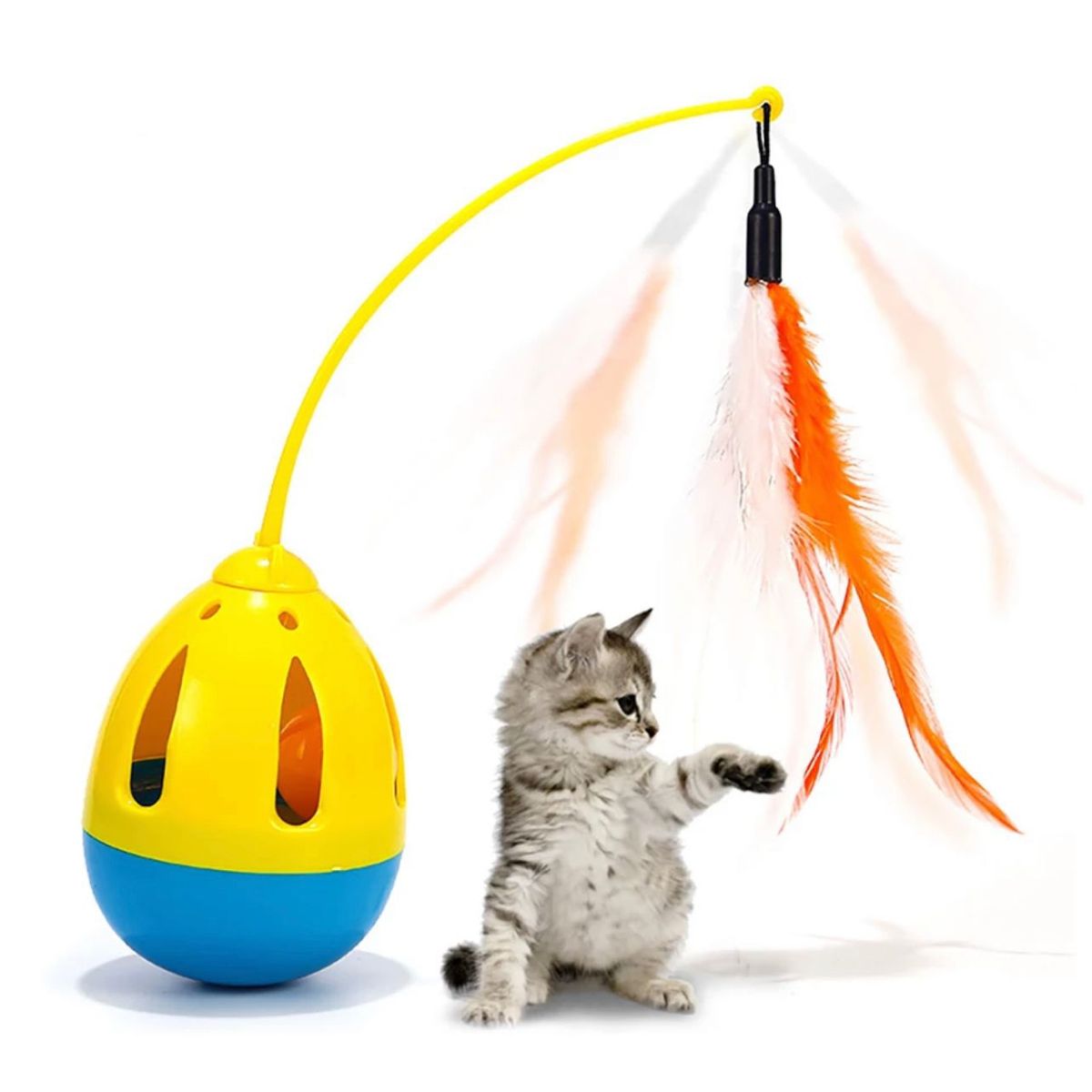 GENERICO - Juguete Con Pluma Para Gatos Pelota Interactiva