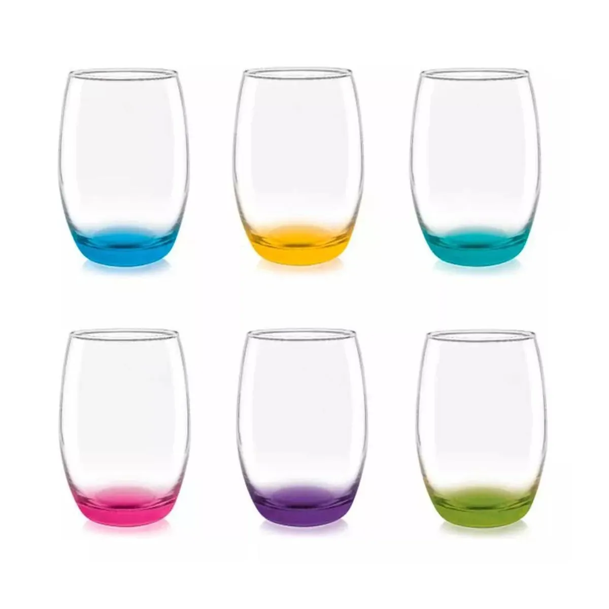 CRISTAR - Set de 6 Vasos Altos 460cc Mikonos Fondo Color.