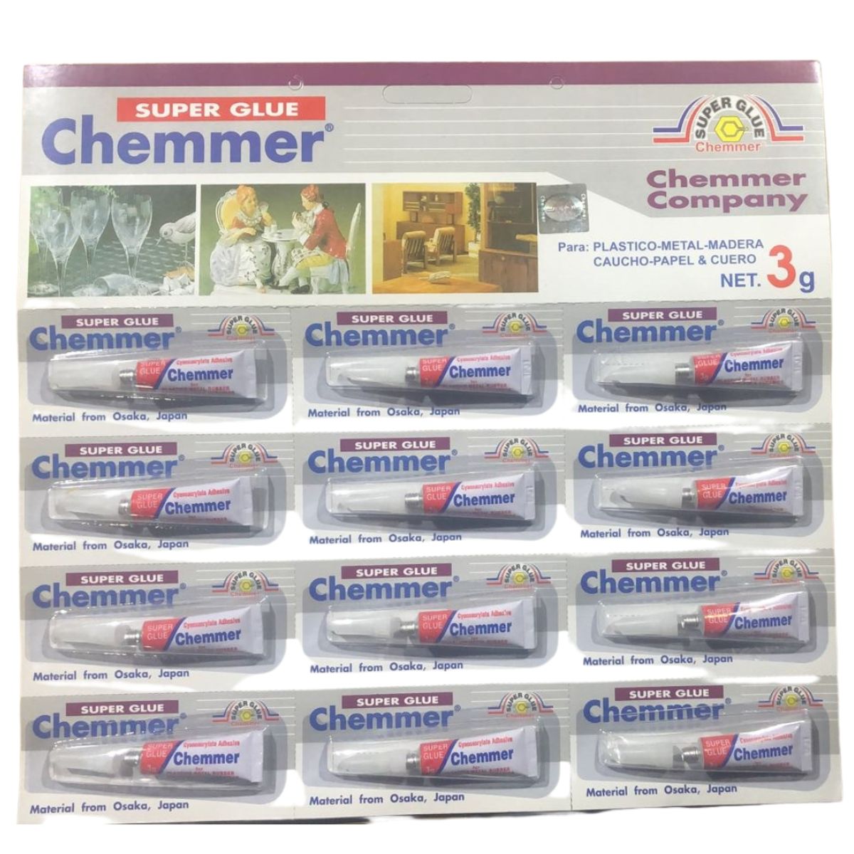 GENERICO - Pegamento Chemmer Super Glue 12 Unidades