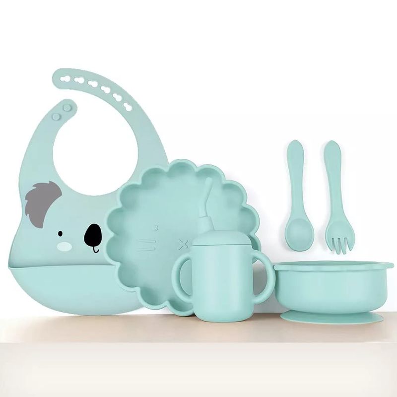 GENERICO - Set alimentación complementaria silicona León Azul claro