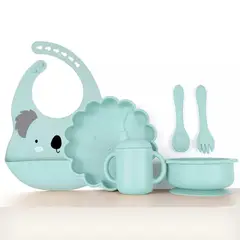 GENERICO - Set alimentación complementaria silicona León Azul claro