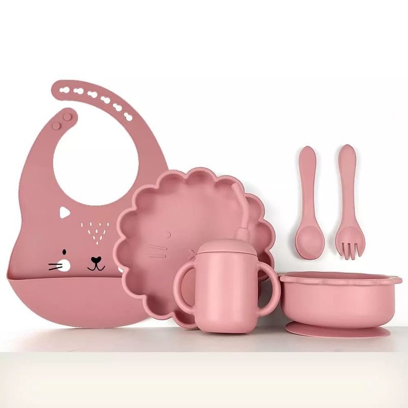 GENERICO - Set alimentación complementaria silicona León Rosa Osc