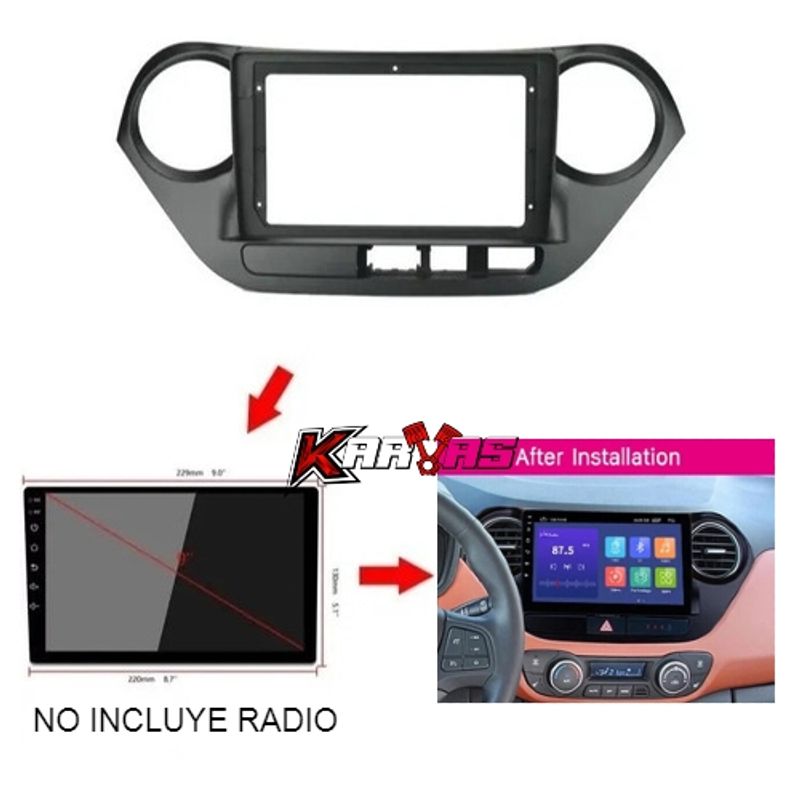 GENERICO - Bisel Radio Pantalla Hyundai I10 2014 - 2018 9pul Karvas