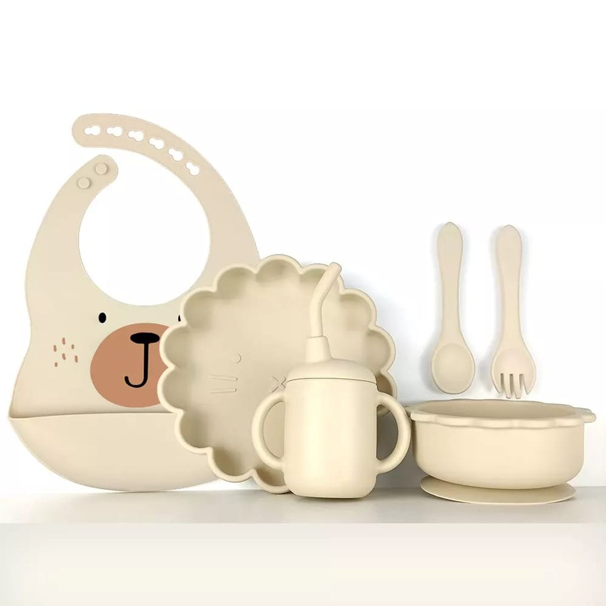 GENERICO - Set alimentación complementaria silicona León Beige