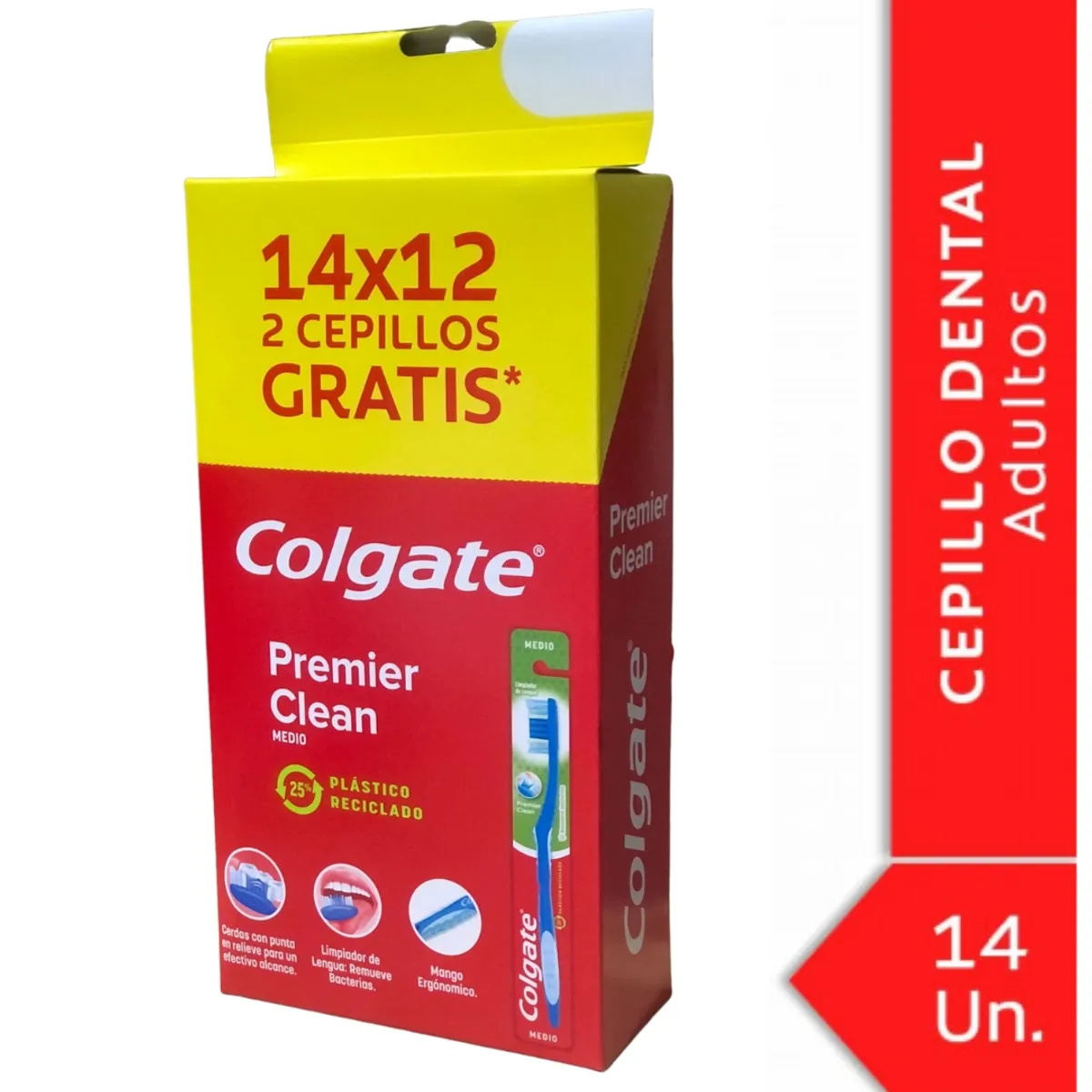 COLGATE - Pack 14 Cepillos De Dientes Colgate Premier Clean Medio