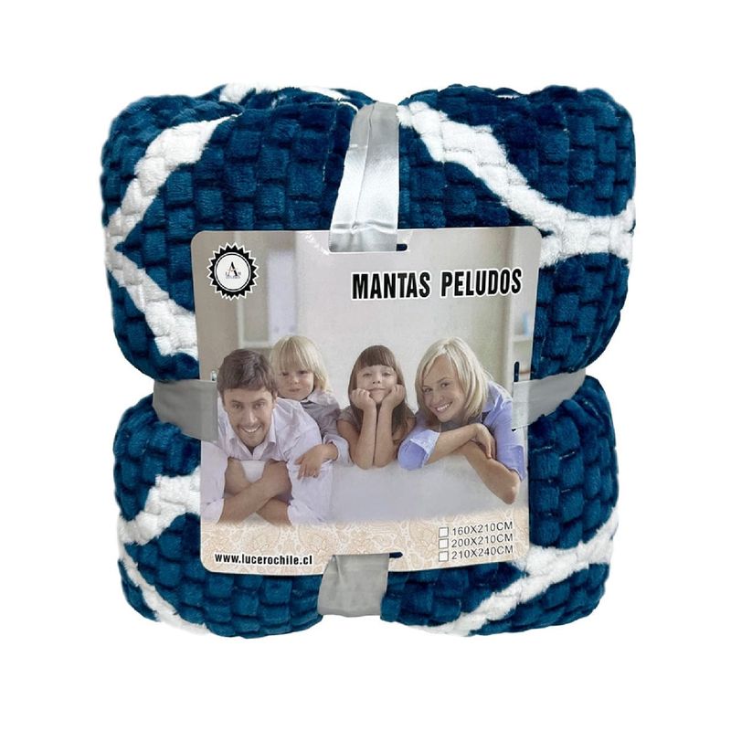 GENERICO - frazada polar con plush texturizada tamaño 1.5 tamaño: 160*210 azul