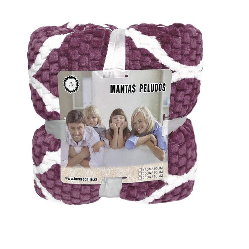GENERICO - frazada polar con plush texturizada tamaño 1.5 160*210 MORADO CLARO
