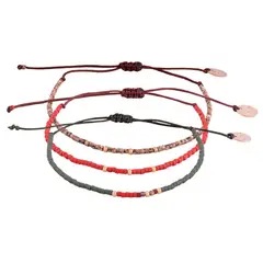 ZAZU - Pack Pulseras Picasso Verde y Ladrillo con Mostacillas Bañadas en Oro