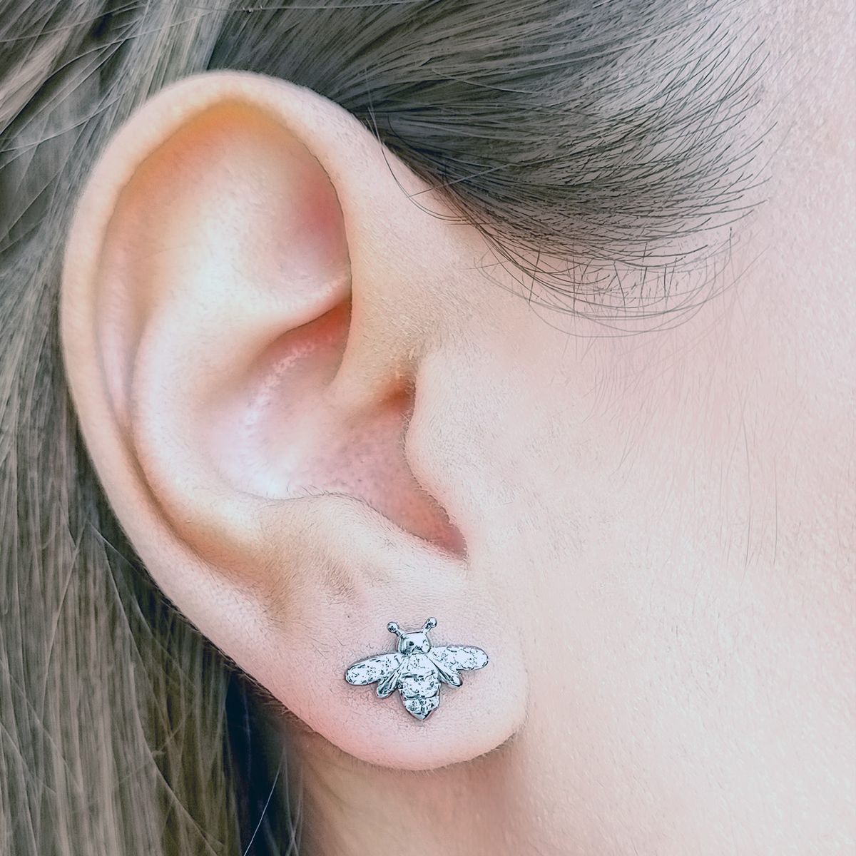 COGGIOLA - Aros Abeja Circón Blanco Plata Fina 925