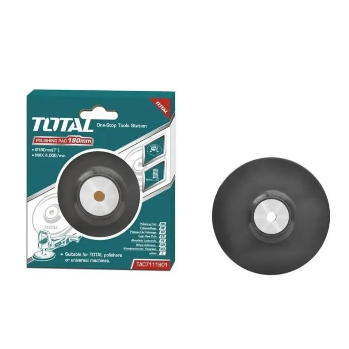 TOTAL TOOLS - Disco Esmeril Soporte Plato Goma 180mm Para Pulidora