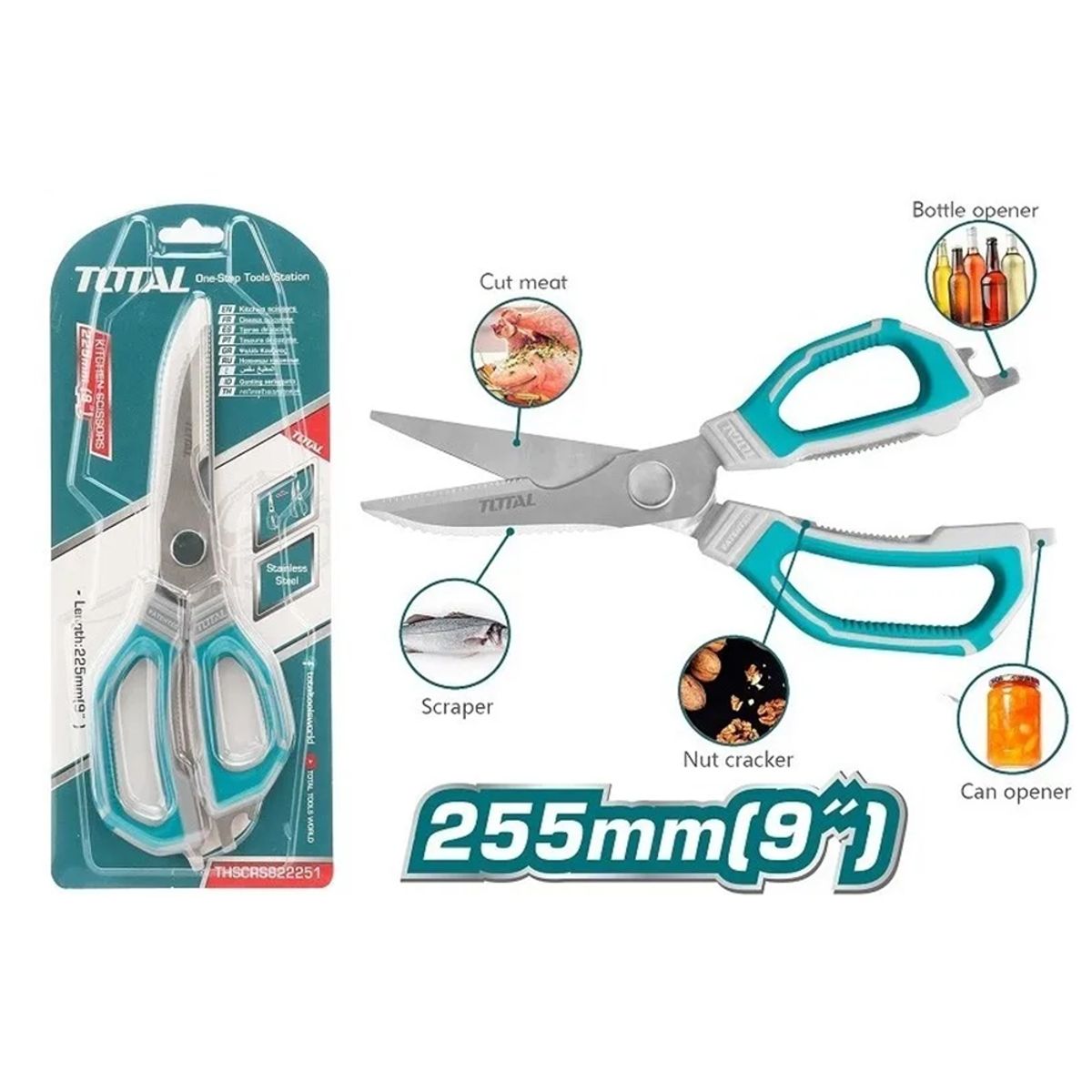 TOTAL TOOLS - Tijera De Cocina Multiuso De Acero Inoxidable