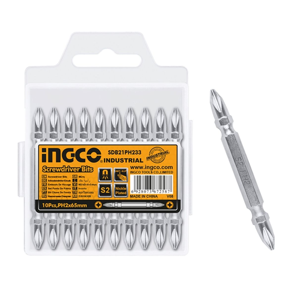 INGCO - Kit Juego Puntas Phillips Ph2 Doble 10 Pcs Ingco Sdb21ph233