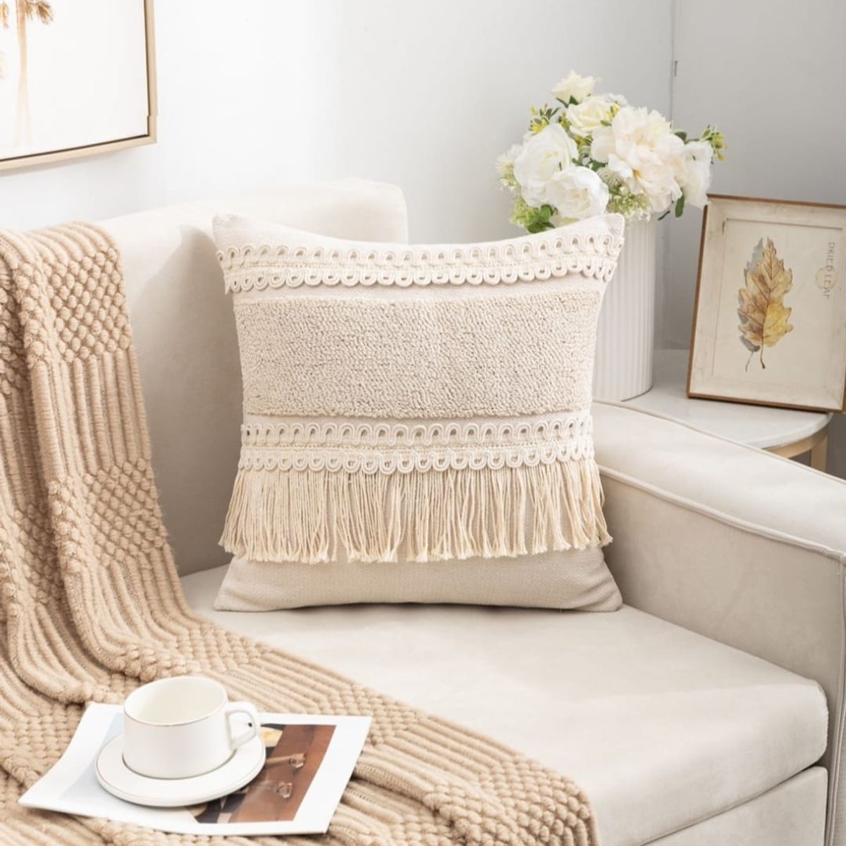 GENERICO - Fundas de cojín color Crudo - Pack dos