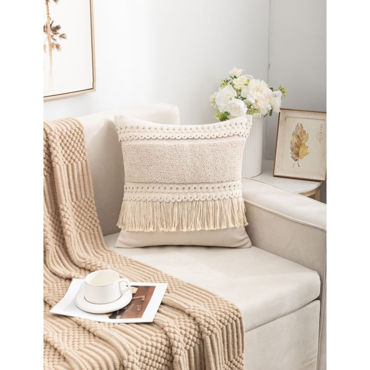 GENERICO - Fundas de cojín color Crudo - Pack dos