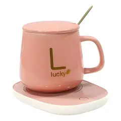 GENERICO - Taza Con Calentador Eléctrico Tazón Para Café Té Leche Rosa