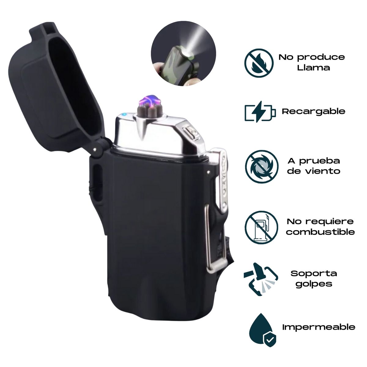 TROPIKA - Encendedor Eléctrico Plasma Outdoor • Impermeable • Recargable • Negro