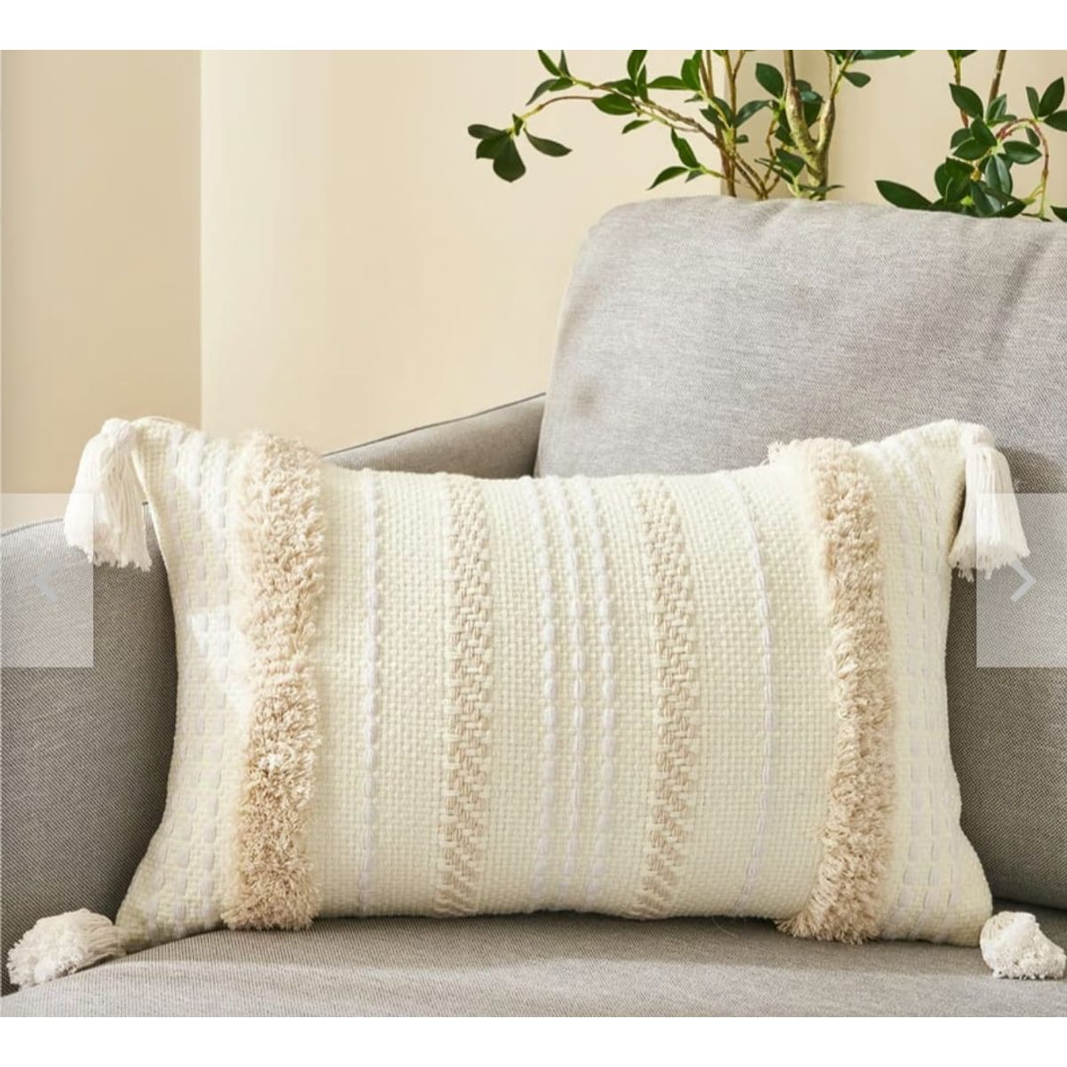 GENERICO - Fundas de cojín rectangular crema - Pack Dos