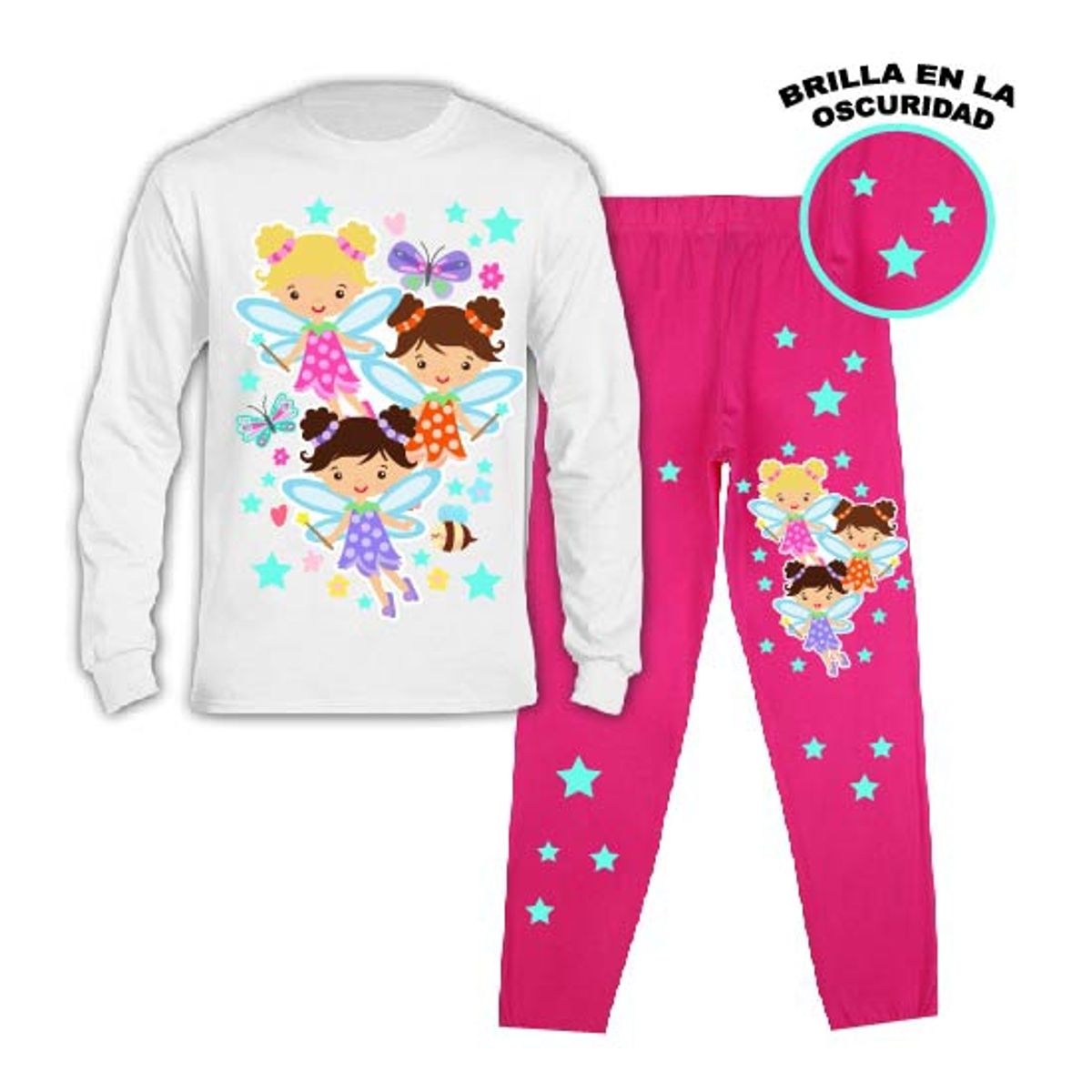 GENERICO - Pijama Largo Niñas Hadas Brilla Oscuridad - Nube Chile