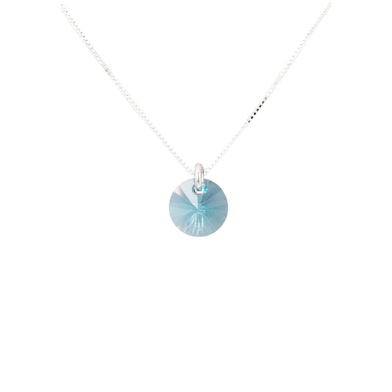 JOYAS MONTERO - Collar Punto de Luz Plata Italiana 925 y Cristal Genuino Turqueza