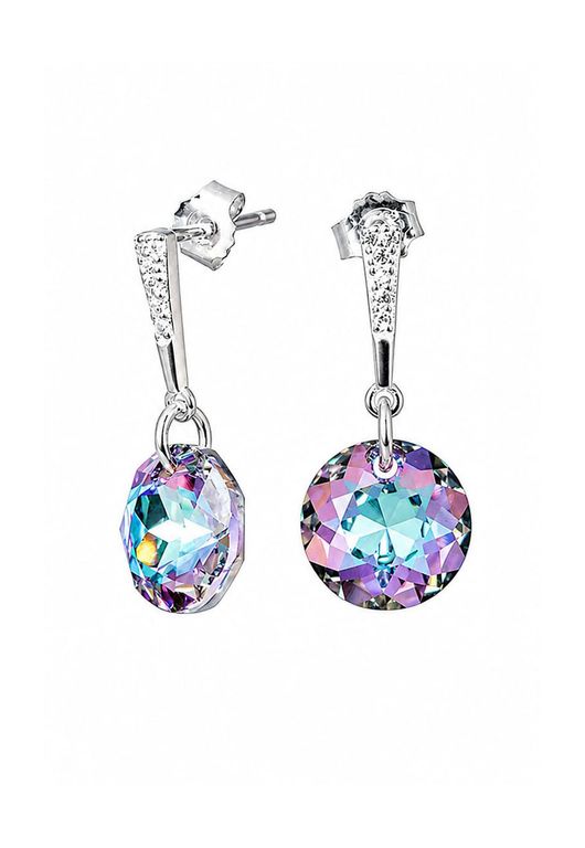 Aros Gracia Plata 925 creado con cristales de Swarovski Vitral Light Violeta TALLA UNICA
