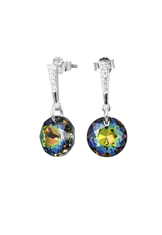 Aros Gracia Plata 925 creado con cristales de Swarovski Vitral Medium Verde TALLA UNICA