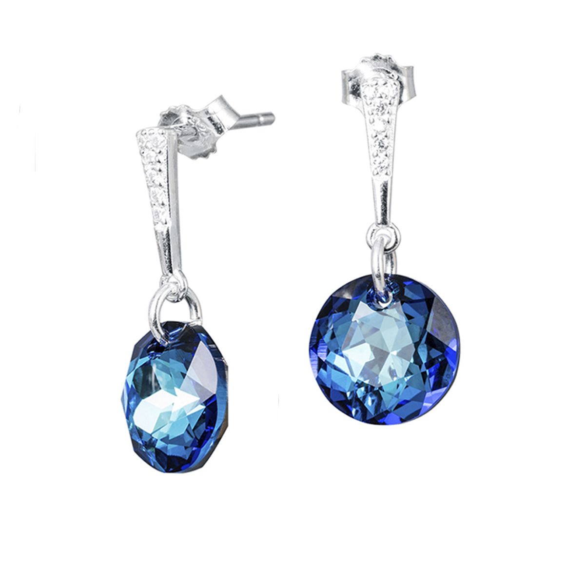 JOYAS MONTERO - Aros Gracia Plata 925 creado con cristales de Swarovski® Bermuda Blue