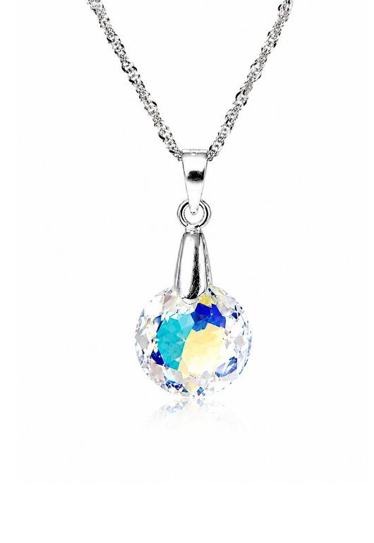 Collar Gracia Plata 925 creado con cristales de Swarovski Aurora Boreal Blanco TALLA UNICA