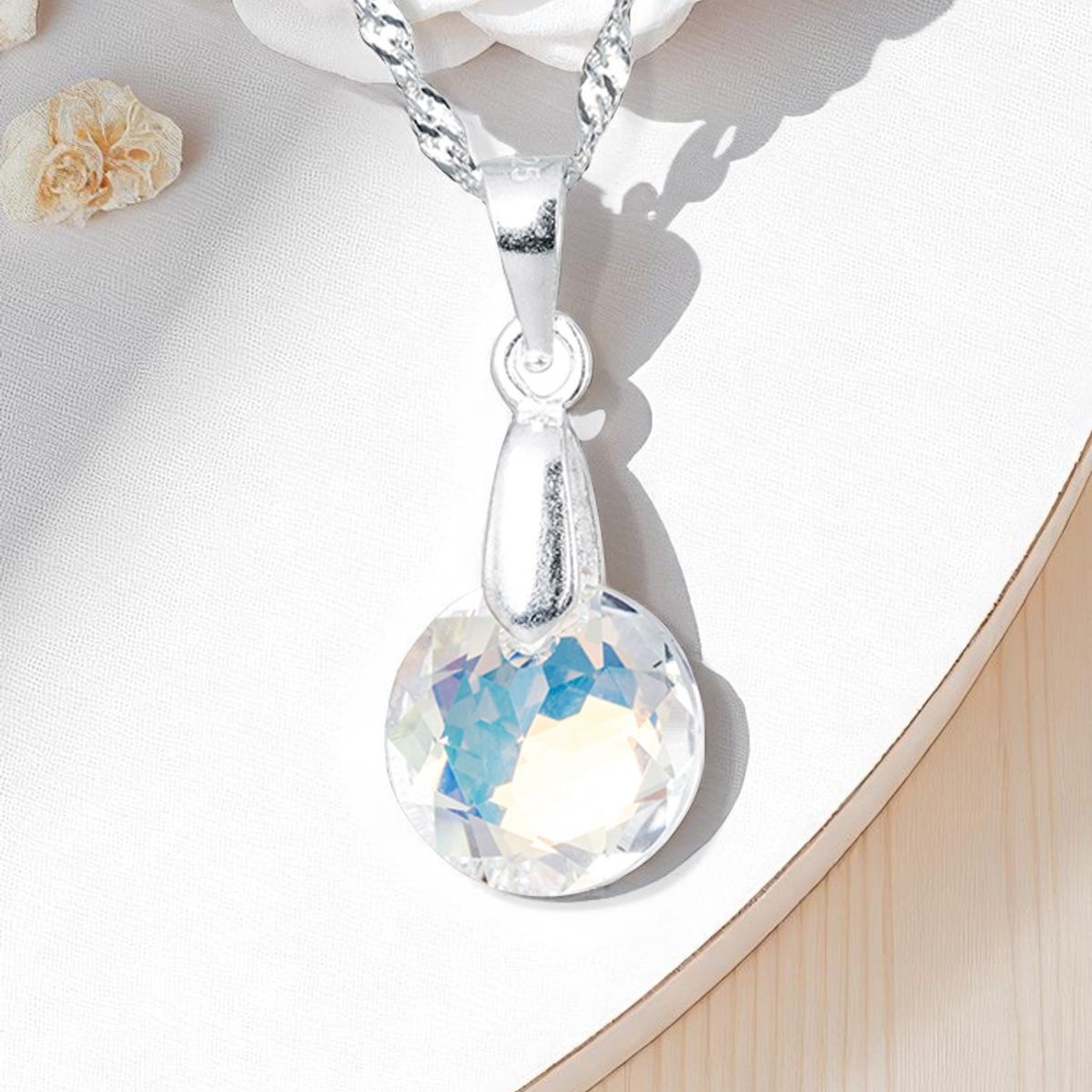 JOYAS MONTERO - Collar Gracia Plata 925 creado con cristales de Swarovski® Aurora Boreal