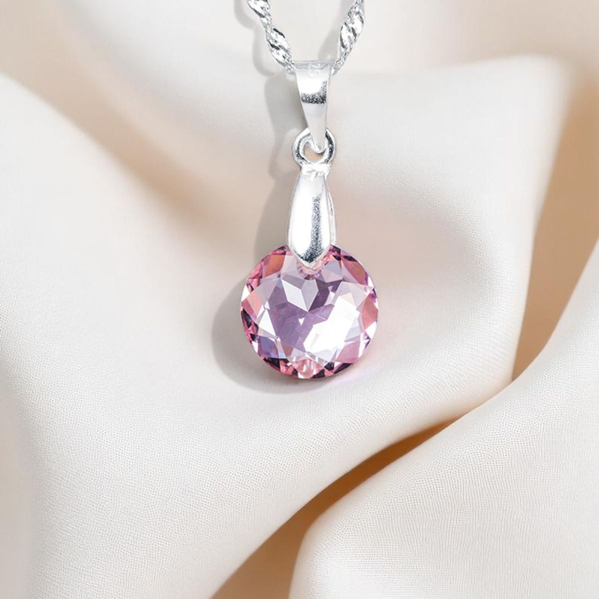 JOYAS MONTERO - Collar Gracia Plata 925 creado con cristales de Swarovski® Light Rose