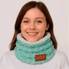 NIBA - Bufanda Lana Circular Verde Claro