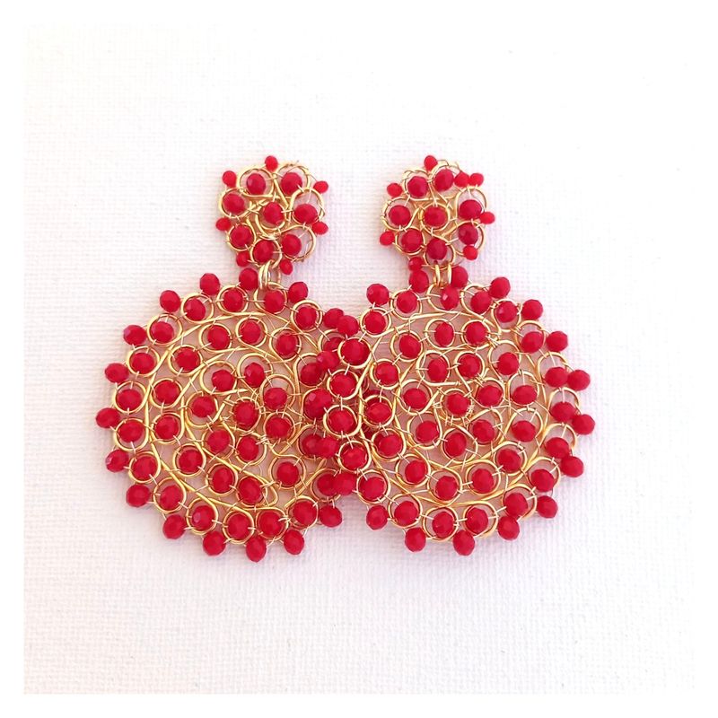 LILY JOYAS - Aros  Hechos a Mano Mandala Roja