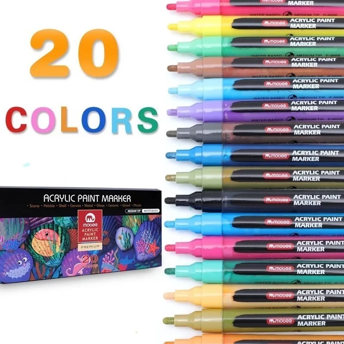 GENERICO - Marcadores  Acrílicos Lápices 20 Colores Tipo Posca