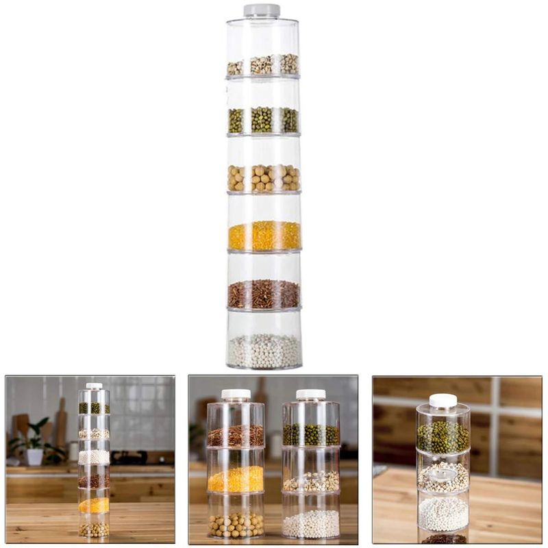 GENERICO - Especiero Condimentos Modular Torre 6 Frascos Acrílicos