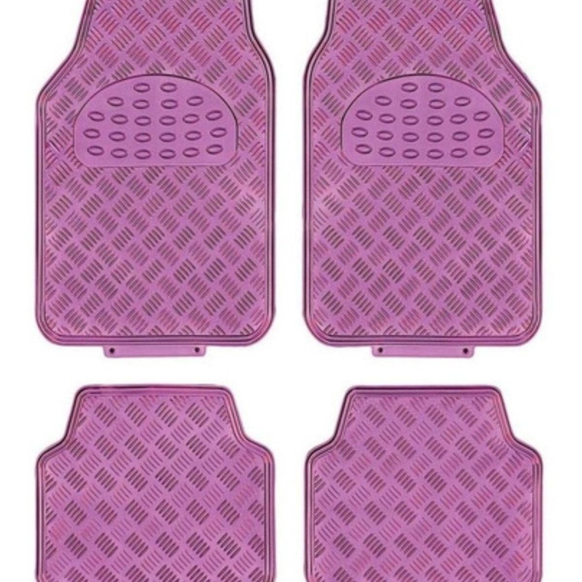 GENERICO - Alfombra Cubre Piso Metálico Mujer Set 4pcs ROSADO Auto