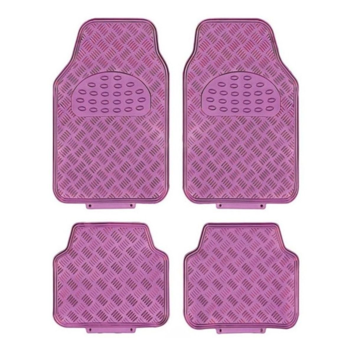 GENERICO - Alfombra Cubre Piso Metálico Mujer Set 4pcs ROSADO Auto