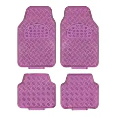 GENERICO - Alfombra Cubre Piso Metálico Mujer Set 4pcs ROSADO Auto
