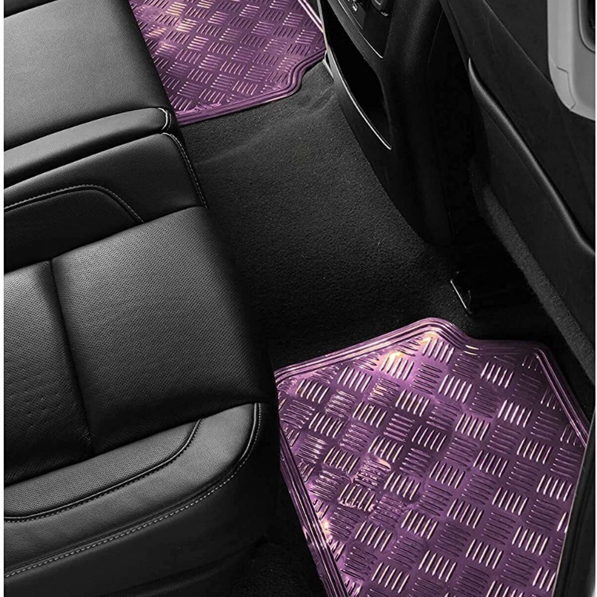 GENERICO - Alfombra Cubre Piso Metálico Mujer Set 4pcs ROSADO Auto