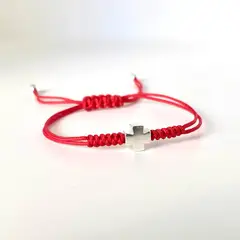 RE FRAN - Pulsera roja Cruz de plata