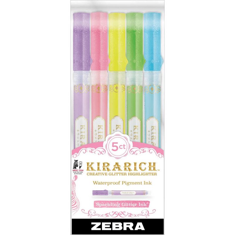 ZEBRA - Set de 5 Destacadores Glitter Kirarich Zebra
