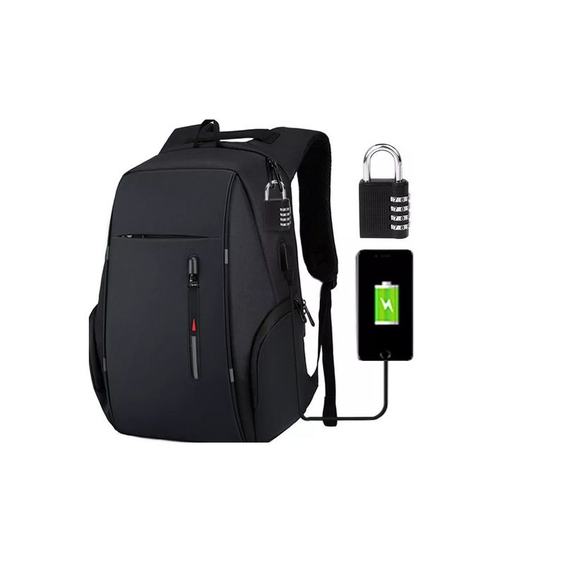 GENERICO - Mochila Para Laptop De Carga Usb De Viaje De Moda 15.6